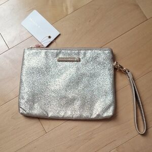 Poppy & Peonies Gold Glitter Wristlet Clutch